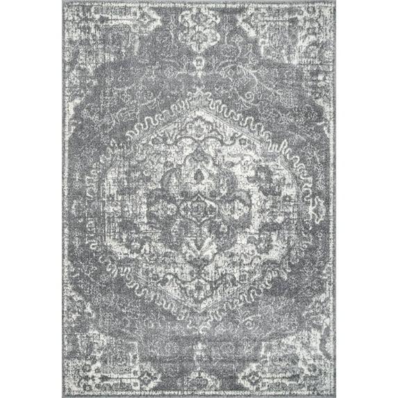 Nuloom Maranda Oriental/Persian 5x7 Indoor Area Rug for Living Room Bedroom Dining Room Kitchen, Dark Grey/Ivory