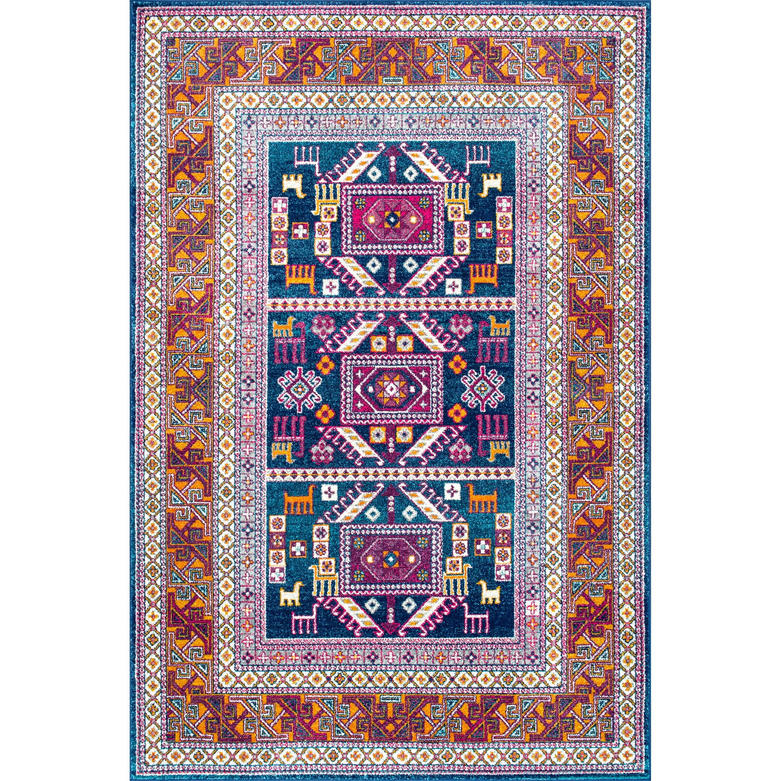 Bosphorus 38'' Navy Synthetic Handmade Rectangular Area Rug