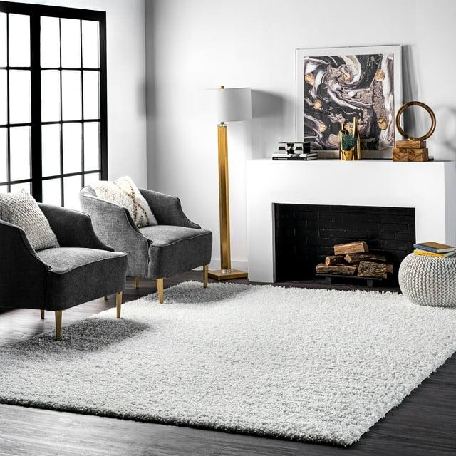 Nuloom Marleen Solid 7x9 Shag Indoor Area Rug for Living Room Bedroom Dining Room Nursery, Off White