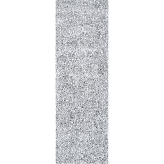 Nuloom Marleen Solid 2x10 Runner Shag Indoor Area Rug for Living Room Bedroom Dining Room Nursery Entryway Hallway, Silver