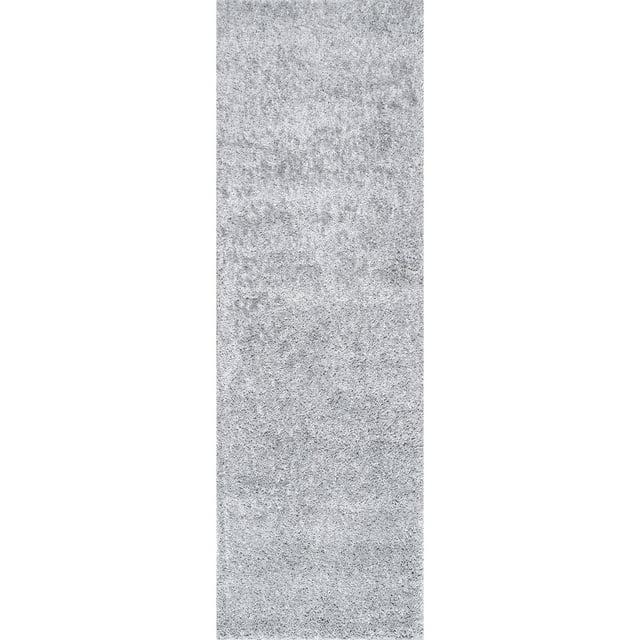 Nuloom Marleen Solid 2x10 Runner Shag Indoor Area Rug for Living Room Bedroom Dining Room Nursery Entryway Hallway, Silver