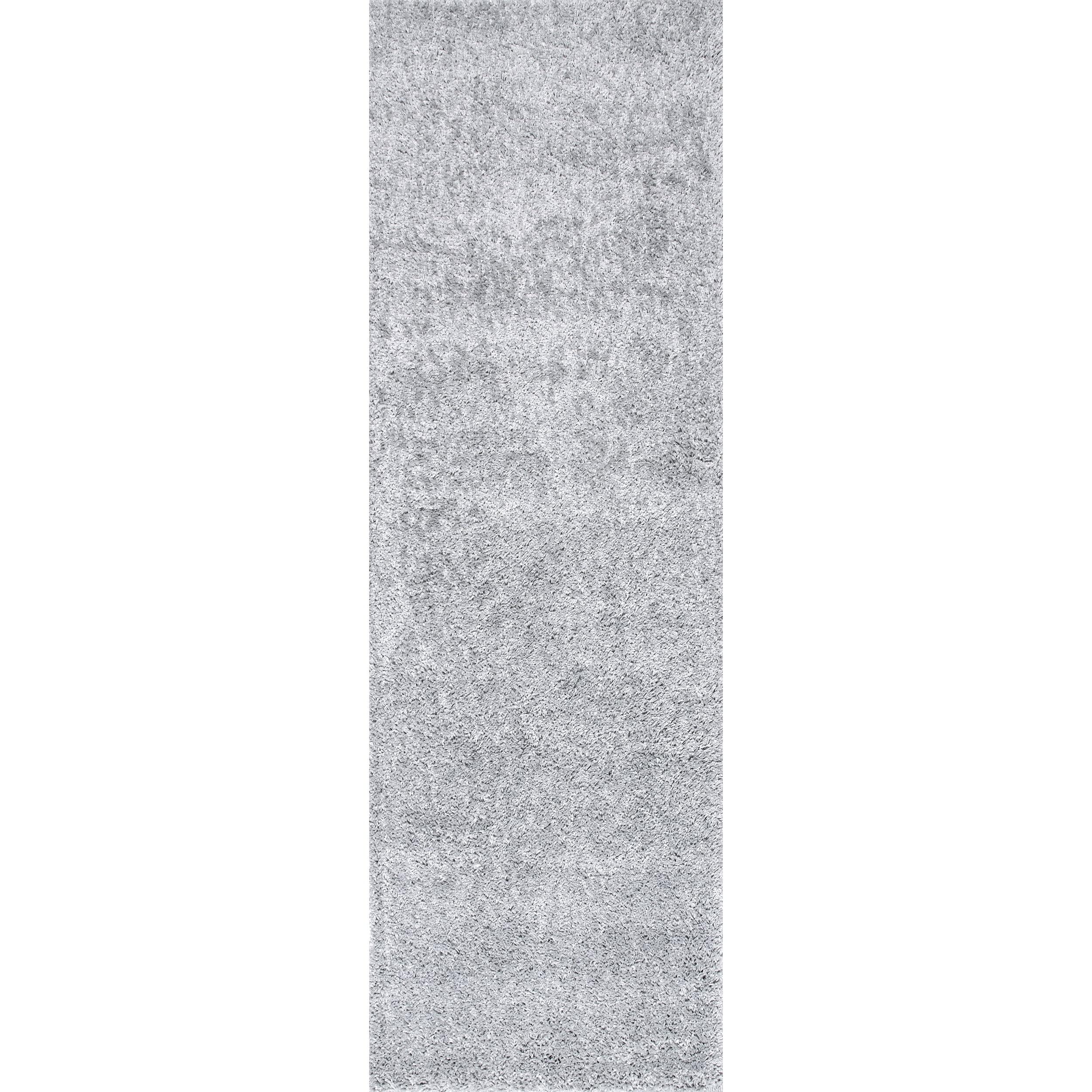 Silver 10' Contemporary Shag Runner Rug