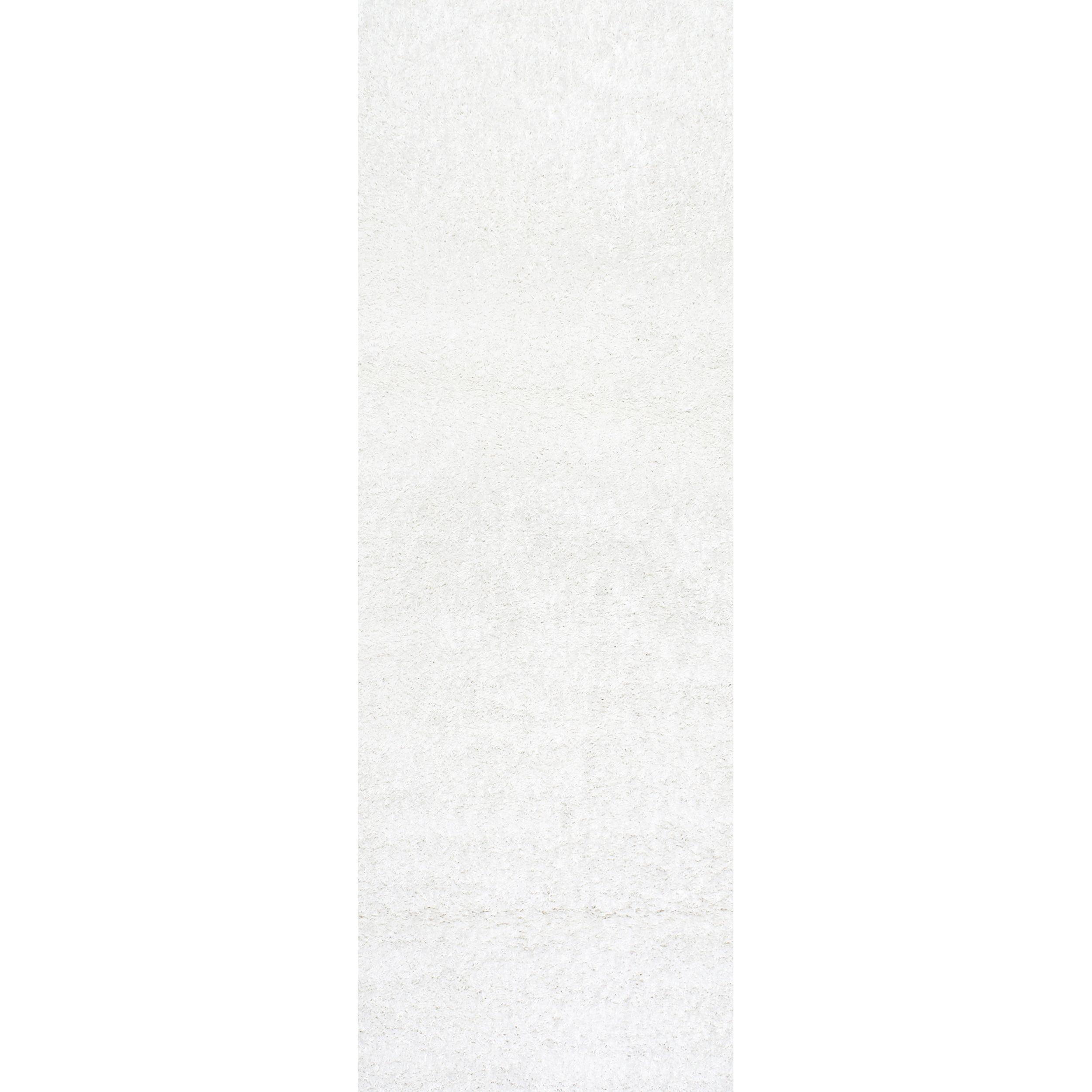 Luxurious White Shag Runner Rug, 2' 6" x 6', Easy Care Synthetic