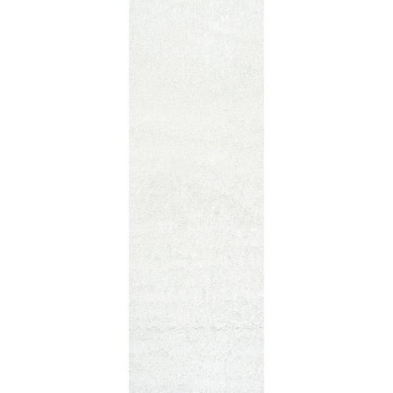Nuloom Marleen Solid 2x6 Runner Shag Indoor Area Rug for Living Room Bedroom Dining Room Nursery Entryway Hallway, Off White