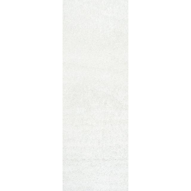 Nuloom Marleen Solid 2x6 Runner Shag Indoor Area Rug for Living Room Bedroom Dining Room Nursery Entryway Hallway, Off White