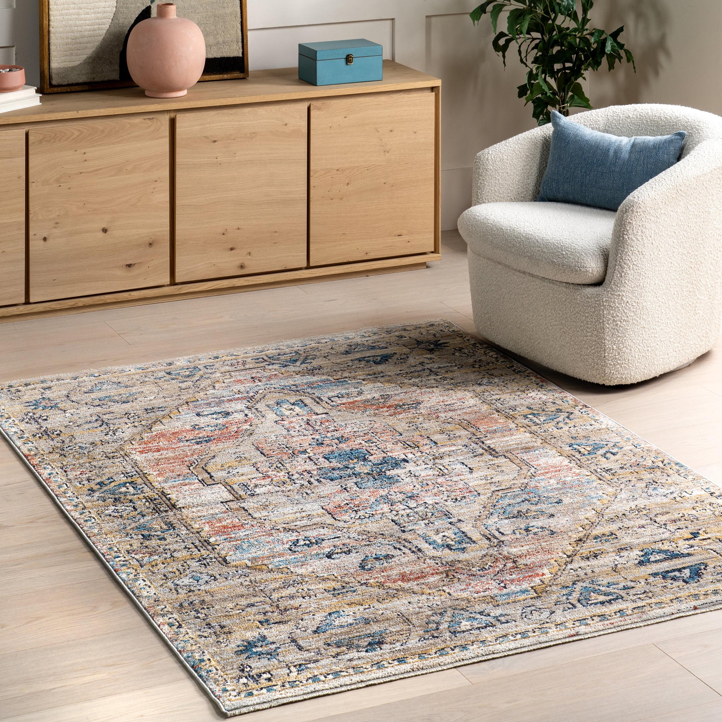 Nuloom Marley Medallion 2x10 Runner Indoor Area Rug for Living Room Bedroom Dining Room Entryway Hallway Kitchen, Blue/Beige