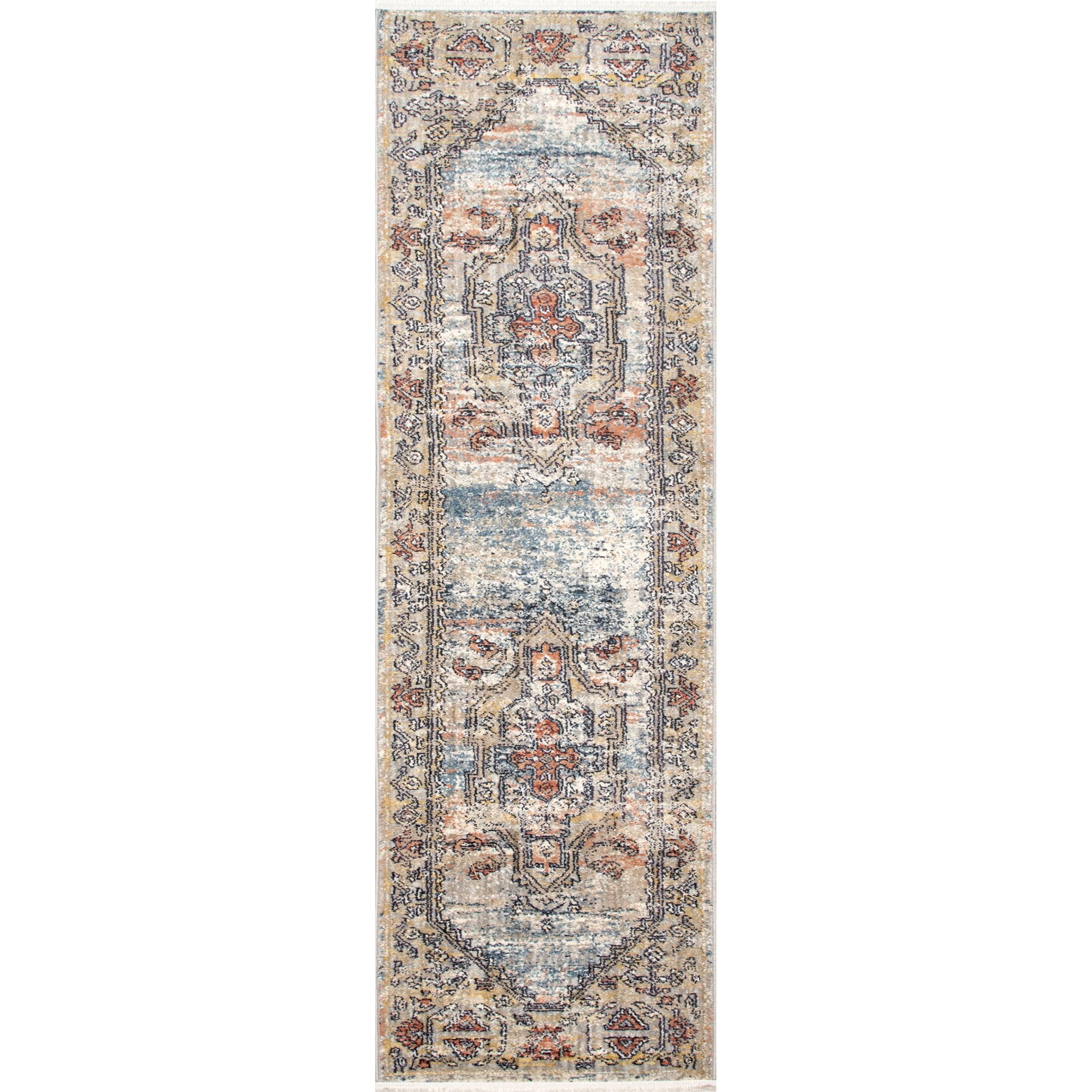 Nuloom Marley Medallion 2x6 Runner Indoor Area Rug for Living Room Bedroom Dining Room Entryway Hallway Kitchen, Beige/Ivory