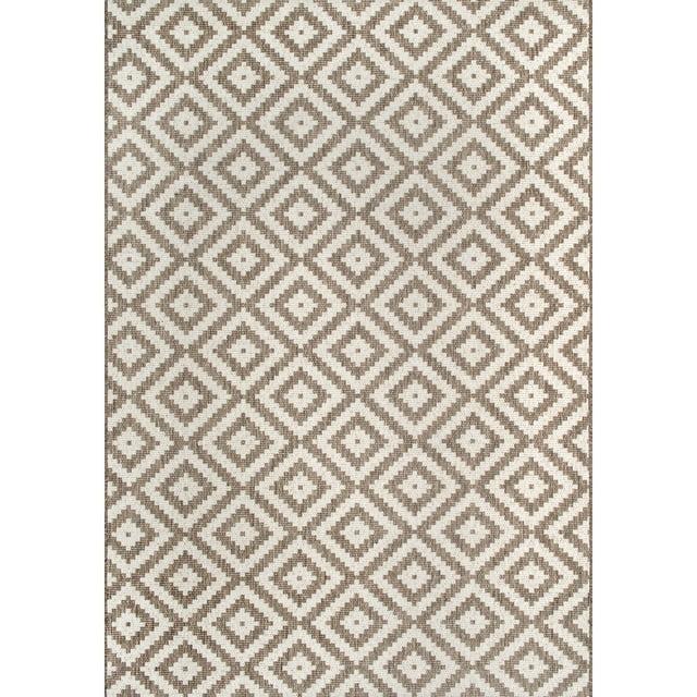 Nuloom Marybelle Trellis 5x8 Indoor/Outdoor Area Rug for Living Room Patio Deck Front Porch Kitchen, Taupe/Ivory