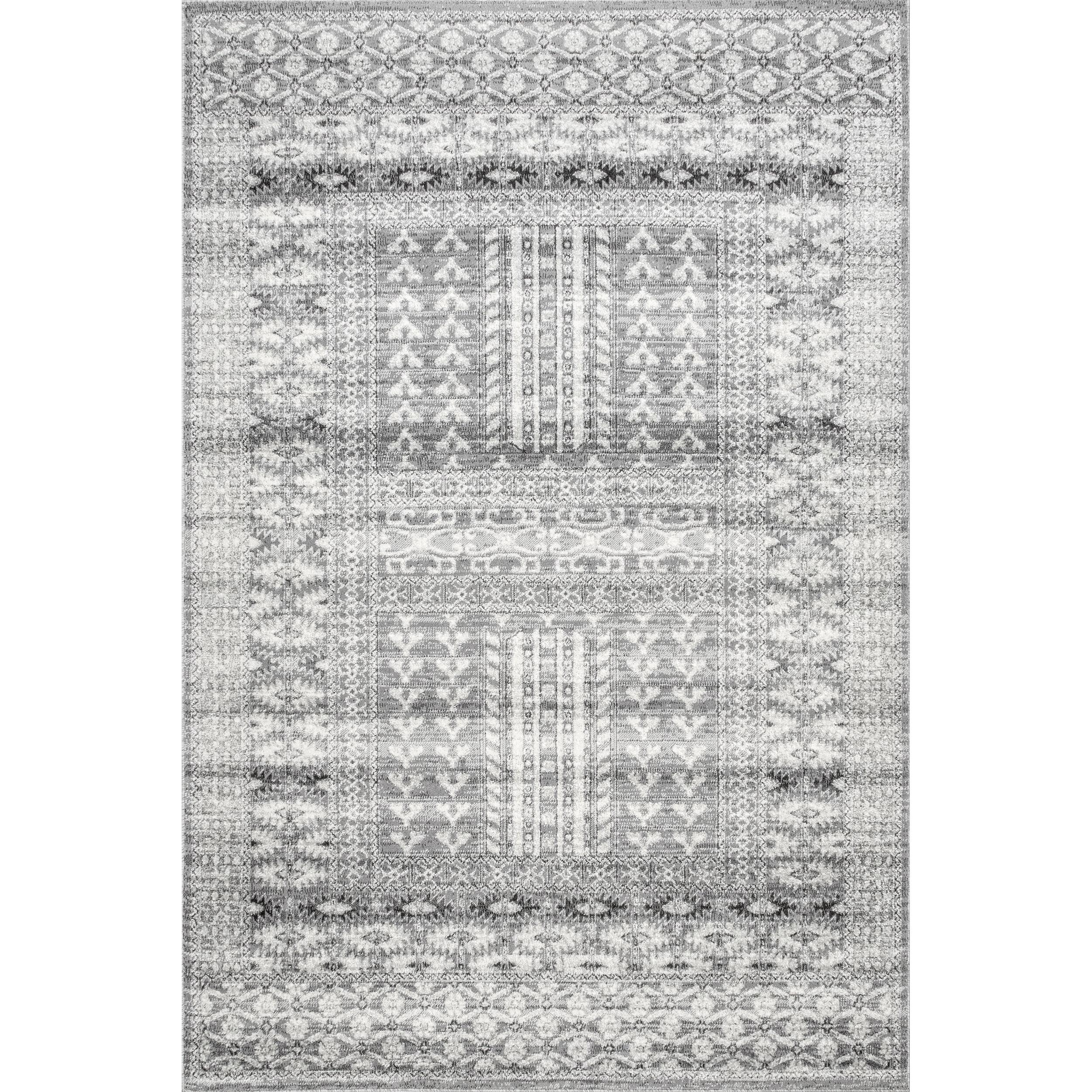 Reversible Grecian-Inspired Easy-Care Synthetic Area Rug, 3' x 5', Gray