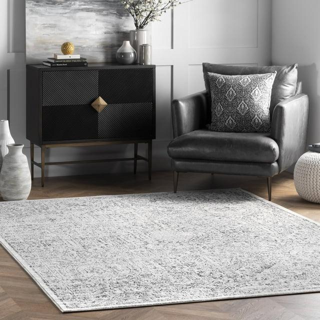 Nuloom Minta Medallion 10x13 Indoor Area Rug for Living Room Bedroom Dining Room Kitchen, Grey/Ivory