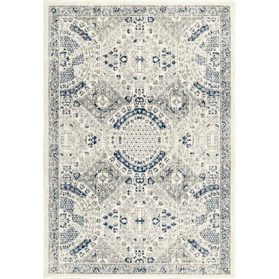 Nuloom Minta Medallion 4x6 Indoor Area Rug for Living Room Bedroom Dining Room Kitchen, Blue/Off White