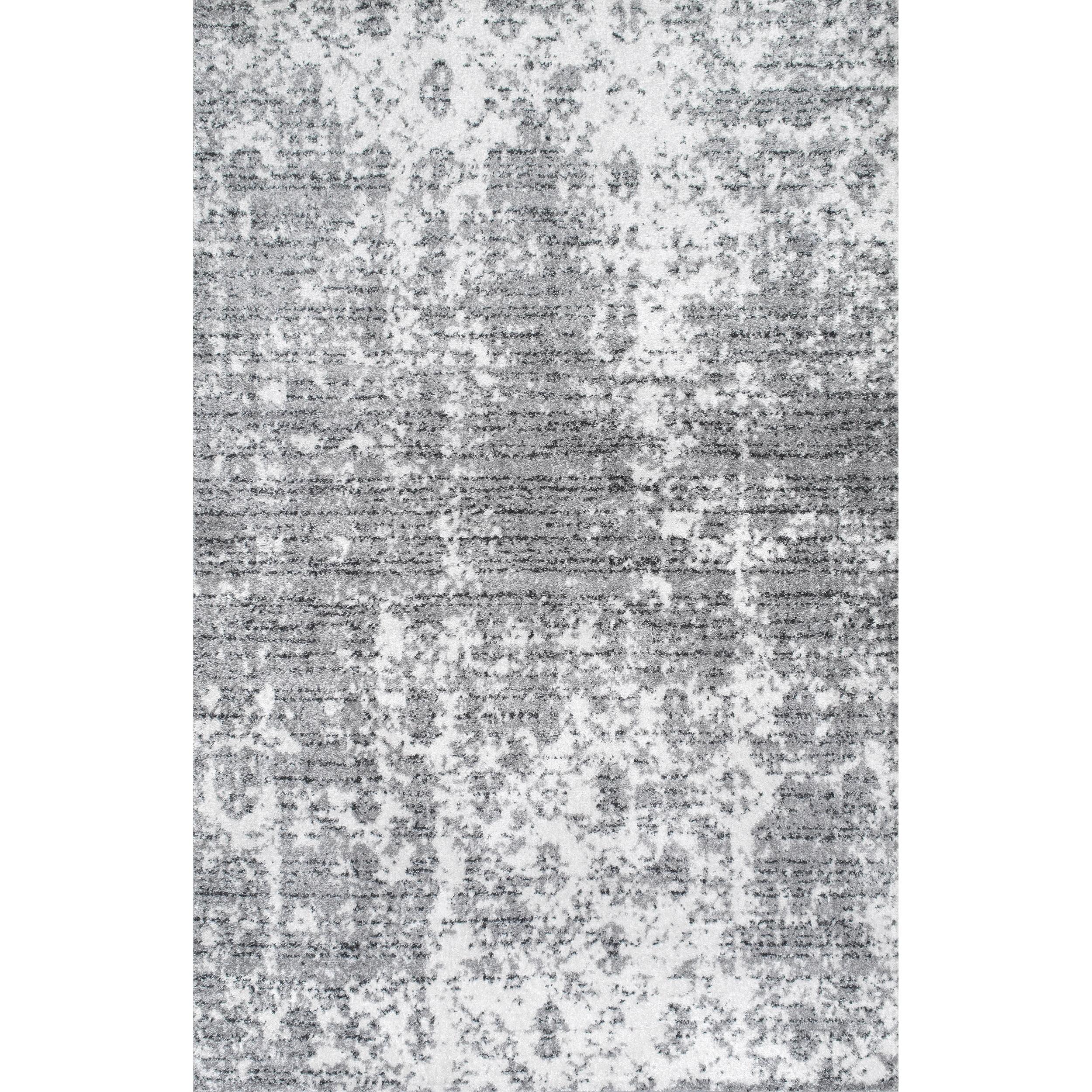 Gray Abstract Square Synthetic Area Rug, 8'