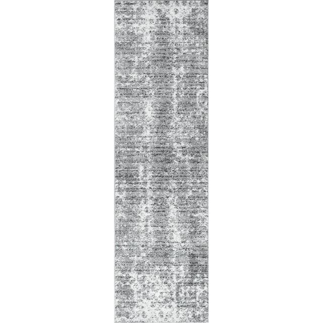 Nuloom Deedra Abstract 2x12 Runner Indoor Area Rug for Living Room Bedroom Dining Room Entryway Hallway Kitchen, Grey/Ivory