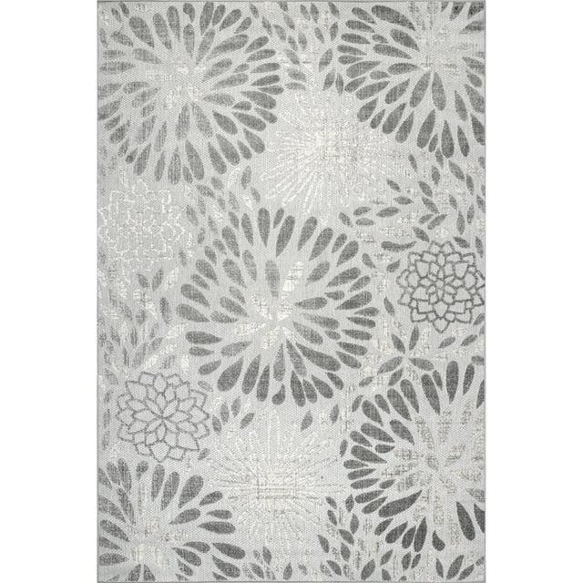 Nuloom Monique Floral & Paisley 5x8 Indoor/Outdoor Area Rug for Living Room Patio Deck Front Porch Kitchen, Light Grey/Ivory