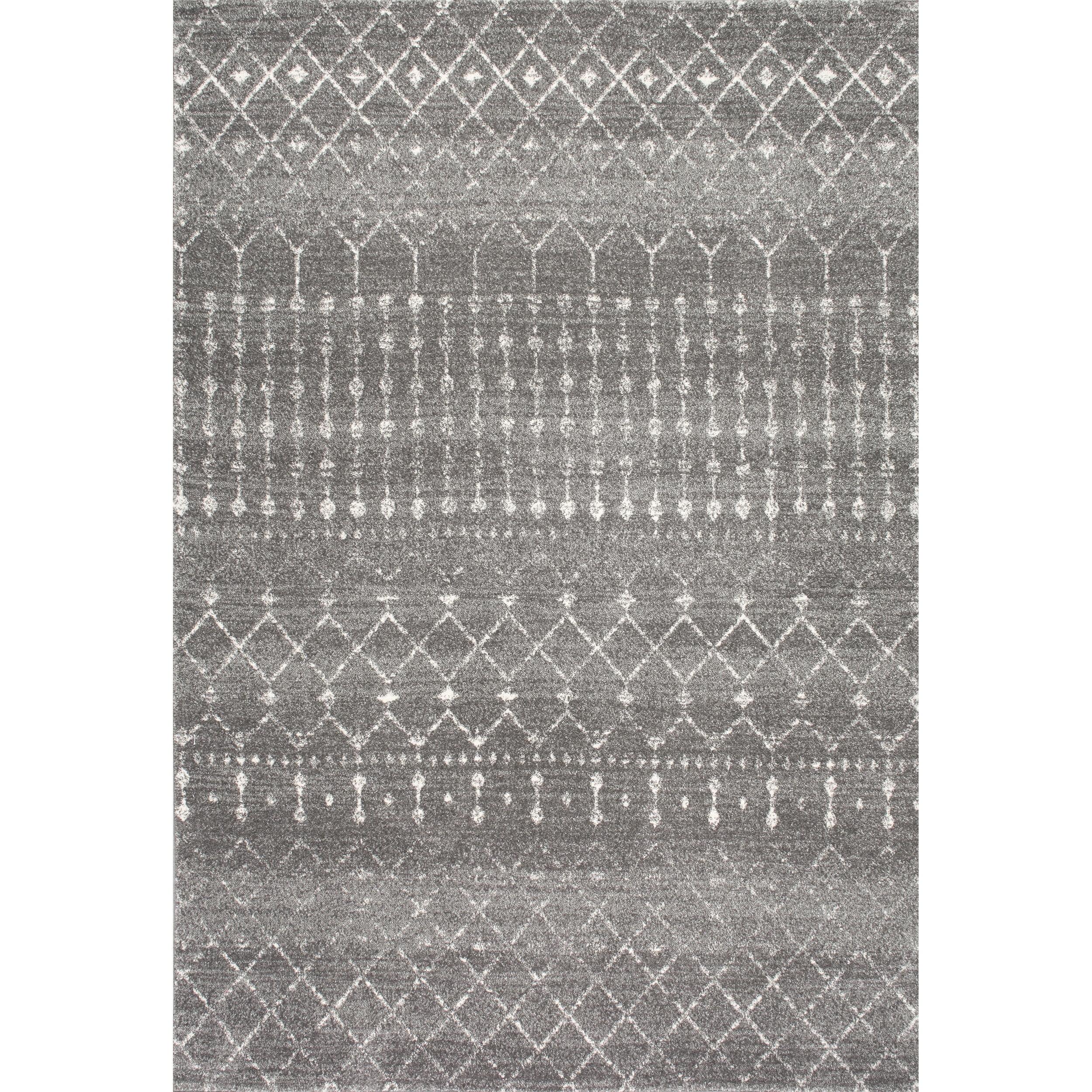 Dark Gray Moroccan Trellis 2' x 3' Synthetic Area Rug