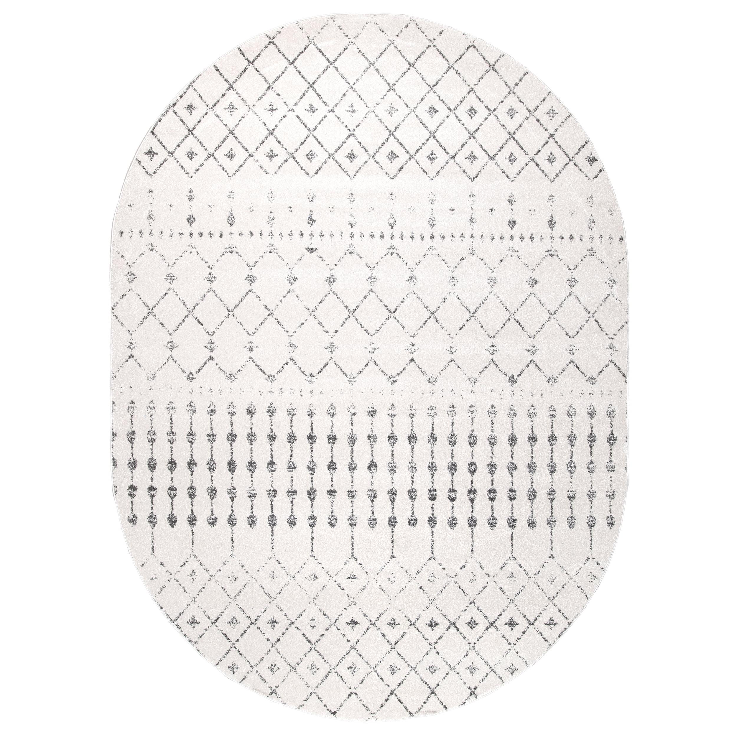 nuLOOM Moroccan Blythe Grey 6' 7" x 9' Transitional Oval Rug