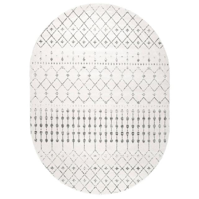 nuLOOM Moroccan Blythe Grey 6' 7" x 9' Transitional Oval Rug