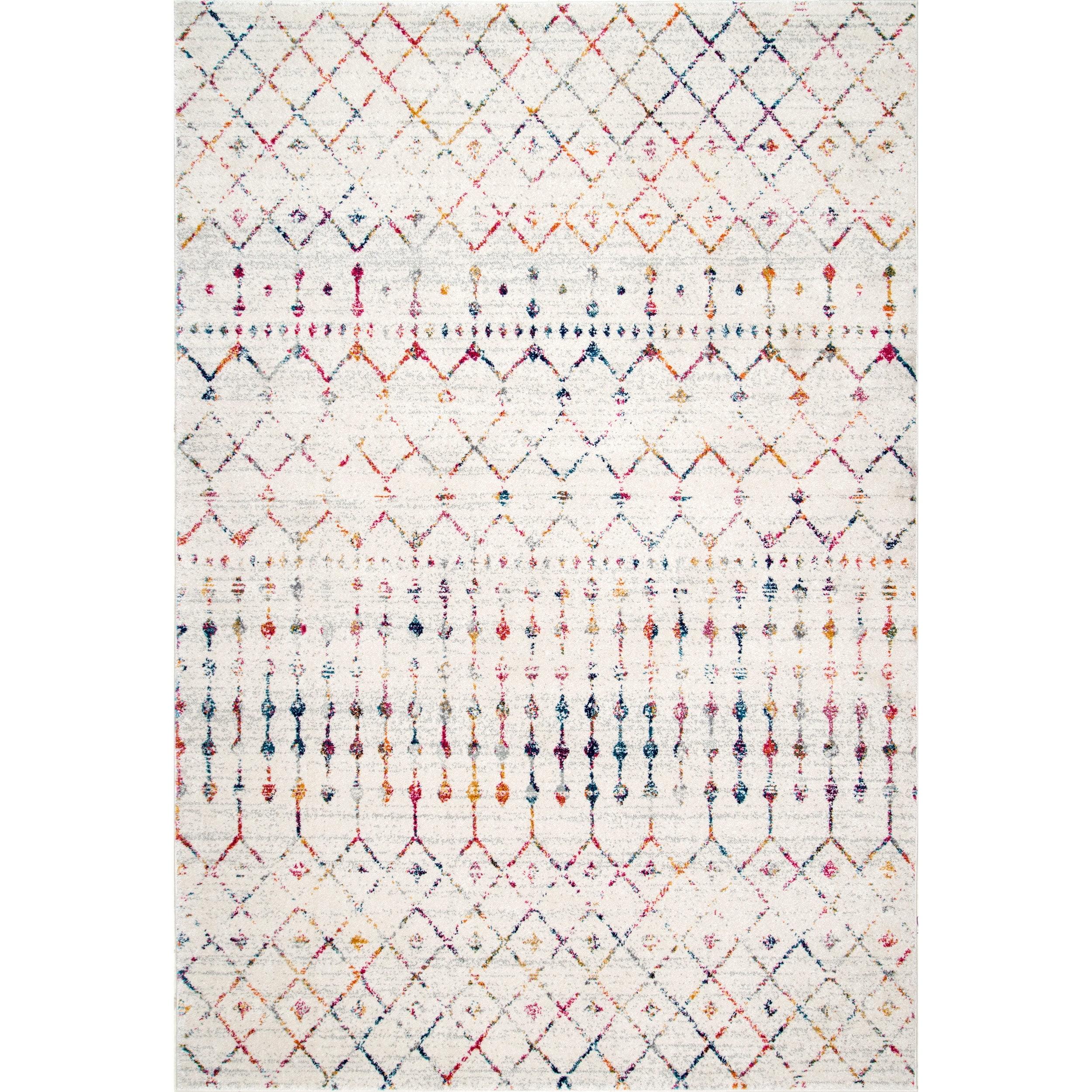 Nuloom 6 Square Moroccan Blythe Indoor Area Rug, Light Multicolor, Faded Bohemian Design, Stain Resistant, BedroomLiving Room, Kitchen,