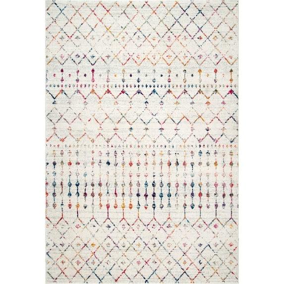 Nuloom 6 Square Moroccan Blythe Indoor Area Rug, Light Multicolor, Faded Bohemian Design, Stain Resistant, BedroomLiving Room, Kitchen,