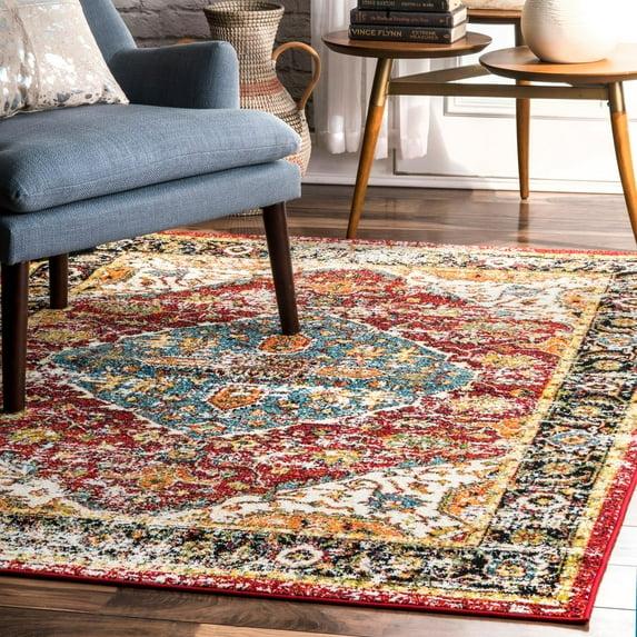 Nuloom Indoor/Outdoor Transitional Medallion Muriel Patio Area Rug, 4' x 6', Multi