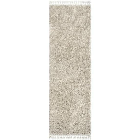 Nuloom Neva Solid 2x6 Runner Shag Indoor Area Rug for Living Room Bedroom Dining Room Nursery Entryway Hallway, Beige/Ivory