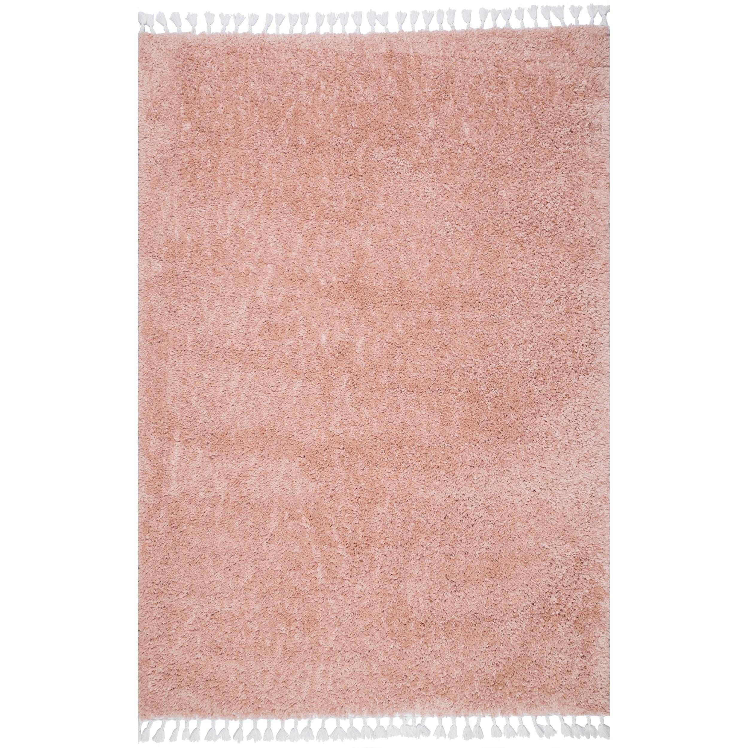 Nuloom Neva Solid 2x3 Accent Shag Indoor Area Rug for Living Room Bedroom Dining Room Nursery Entryway, Blush/Ivory