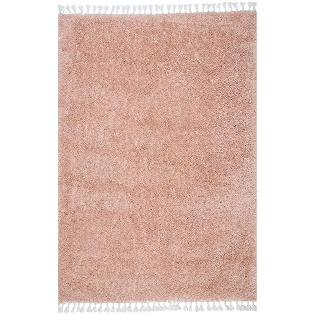 Nuloom Neva Solid 8x11 Shag Indoor Area Rug for Living Room Bedroom Dining Room Nursery, Blush/Ivory