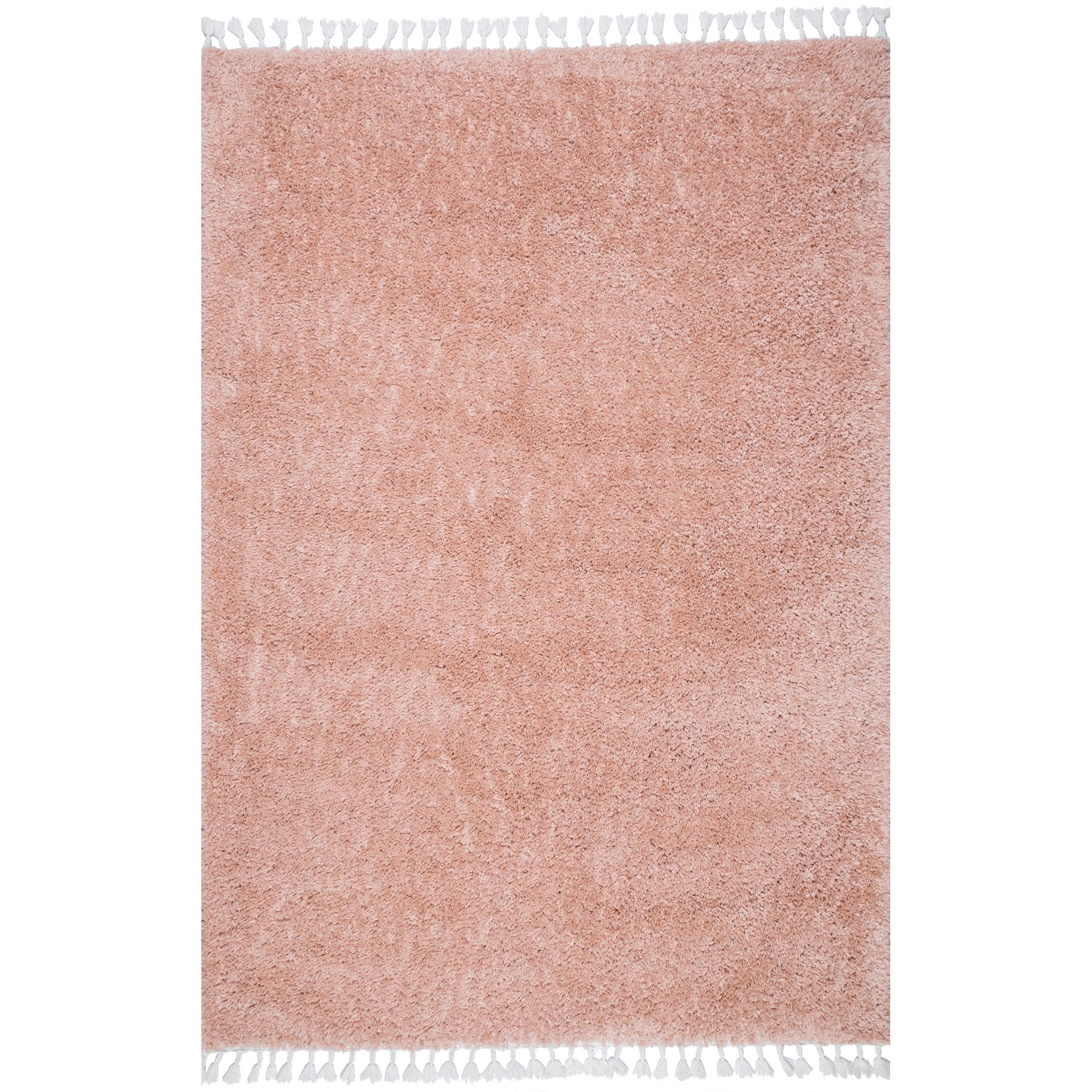 Luxe Braided Tassel Pink Shag Rug 2' x 3'