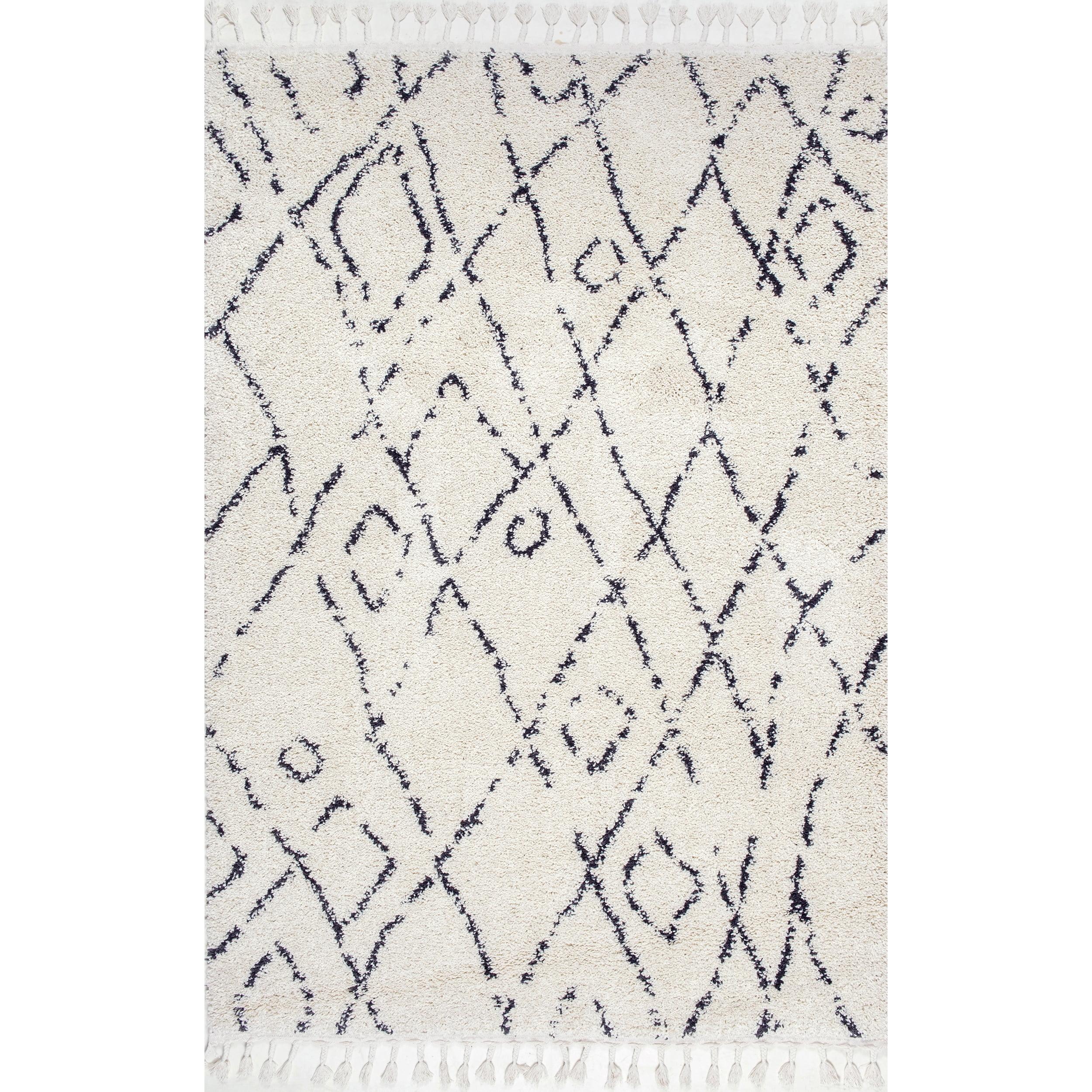 Off-White Braided Synthetic 3' x 5' Reversible Area Rug