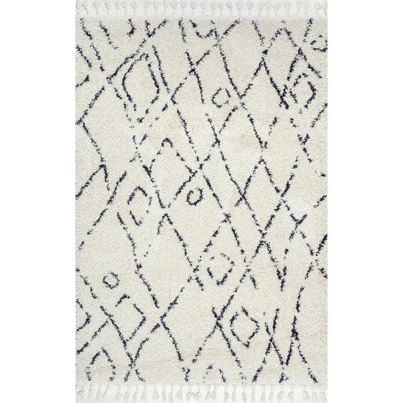 Nuloom Nieves Moroccan 3x5 Accent Indoor Area Rug for Living Room Bedroom Dining Room Entryway, Off White/Dark Grey