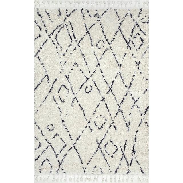 Nuloom Nieves Moroccan 3x5 Accent Indoor Area Rug for Living Room Bedroom Dining Room Entryway, Off White/Dark Grey