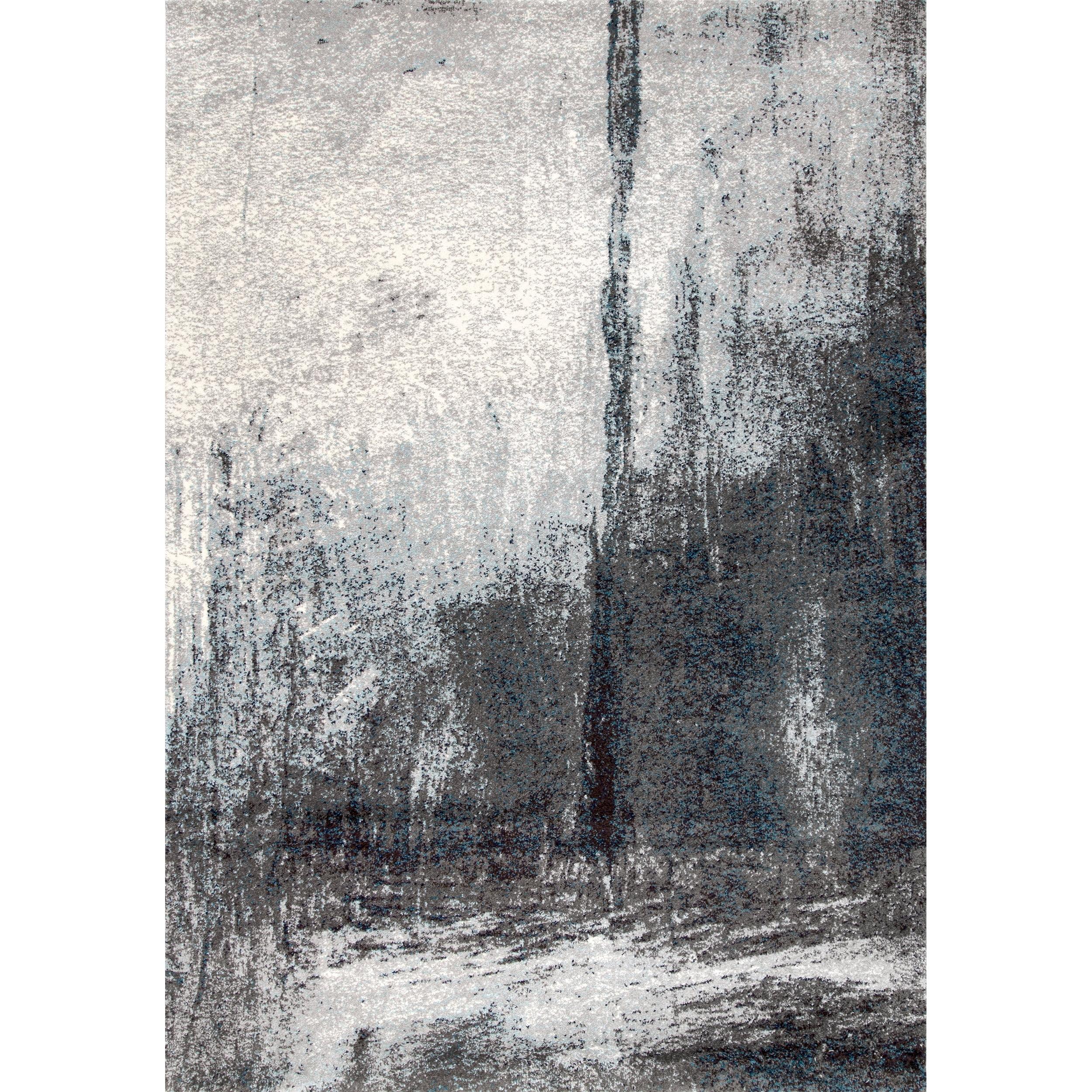 Reversible Abstract Gray Synthetic 10' x 14' Area Rug