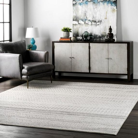 Nuloom Nova Striped 4x6 Indoor Area Rug for Living Room Bedroom Dining Room Kitchen, Grey/Off White