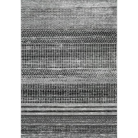 Nuloom Nova Striped 5x7 Indoor Area Rug for Living Room Bedroom Dining Room Kitchen, Dark Grey/Ivory