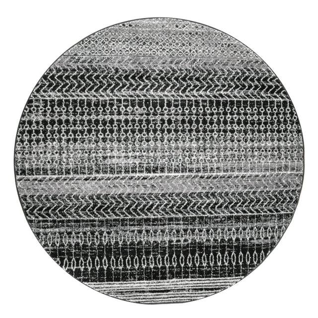 Nuloom Nova Striped Oval 7x9 Indoor Area Rug for Living Room Bedroom Dining Room Kitchen, Dark Grey/Ivory