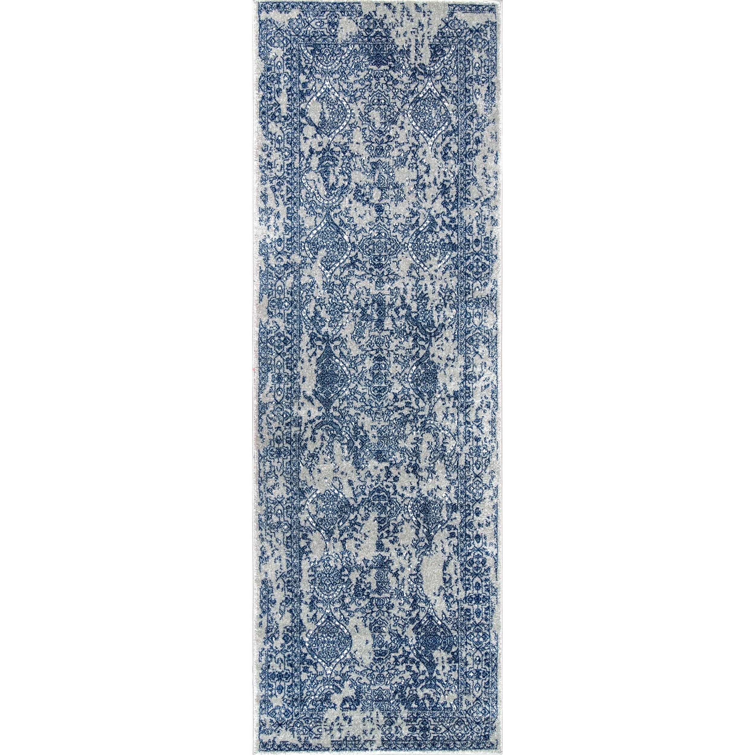 Nuloom Odell Oriental/Persian 2x10 Runner Indoor Area Rug for Living Room Bedroom Dining Room Entryway Hallway Kitchen, Blue/Ivory