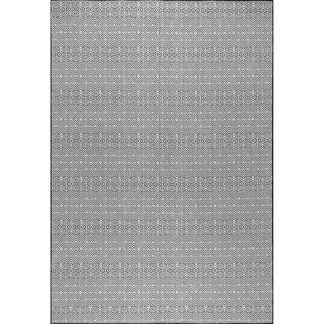 Nuloom Paloma Geometric 7x9 Indoor/Outdoor Area Rug for Living Room Patio Deck Front Porch Kitchen, Black/Ivory
