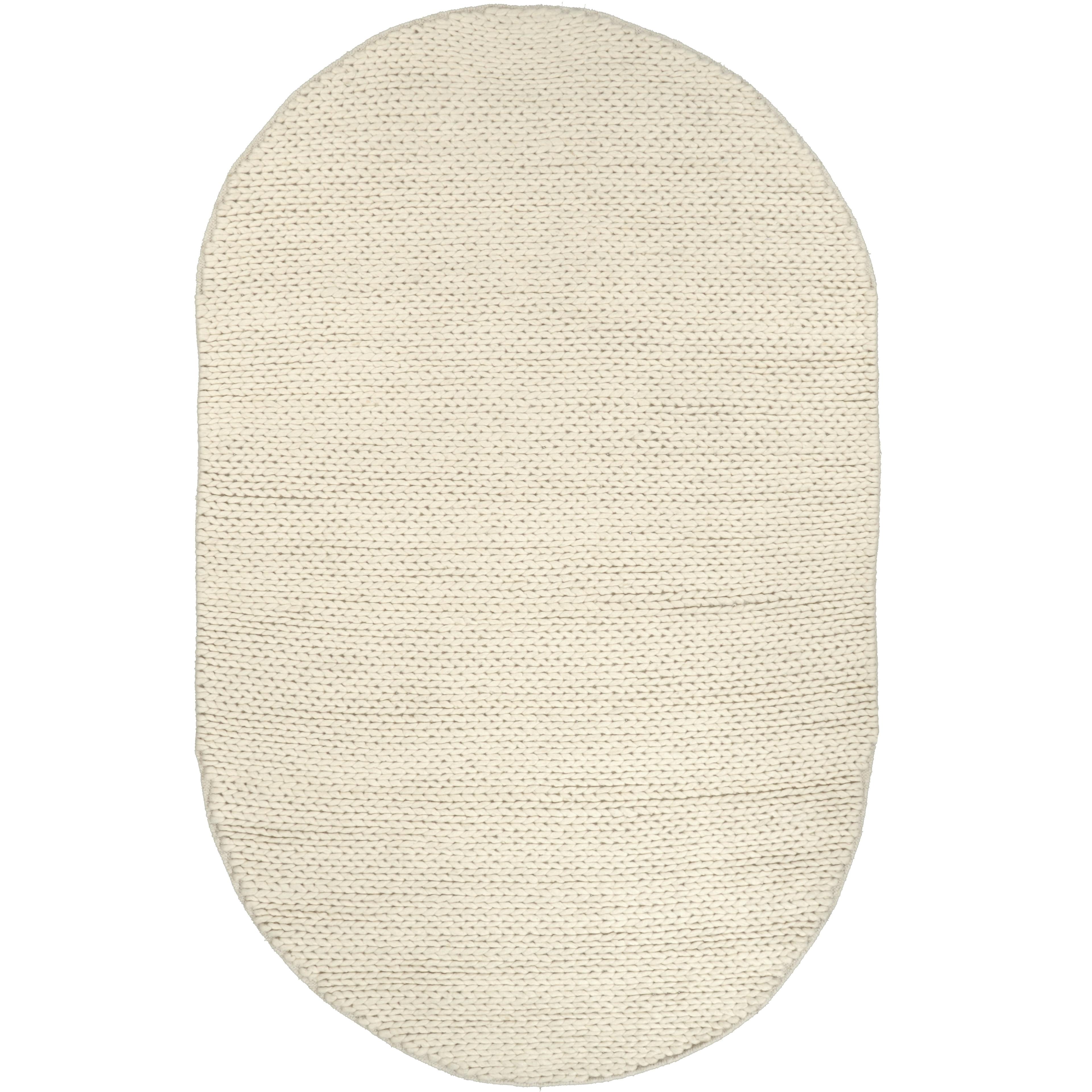 Off-White Braided Wool Oval Area Rug 10' x 14'