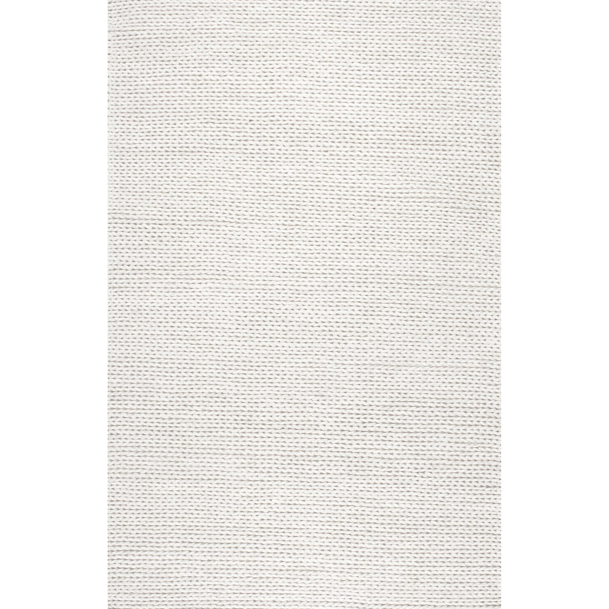 Nuloom 9x12 Penelope Wool Braided Handmade Indoor Area Rug, Off White, Solid Rustic Farmhouse Style, For Bedroom, Living Room, Hallway, Entryway