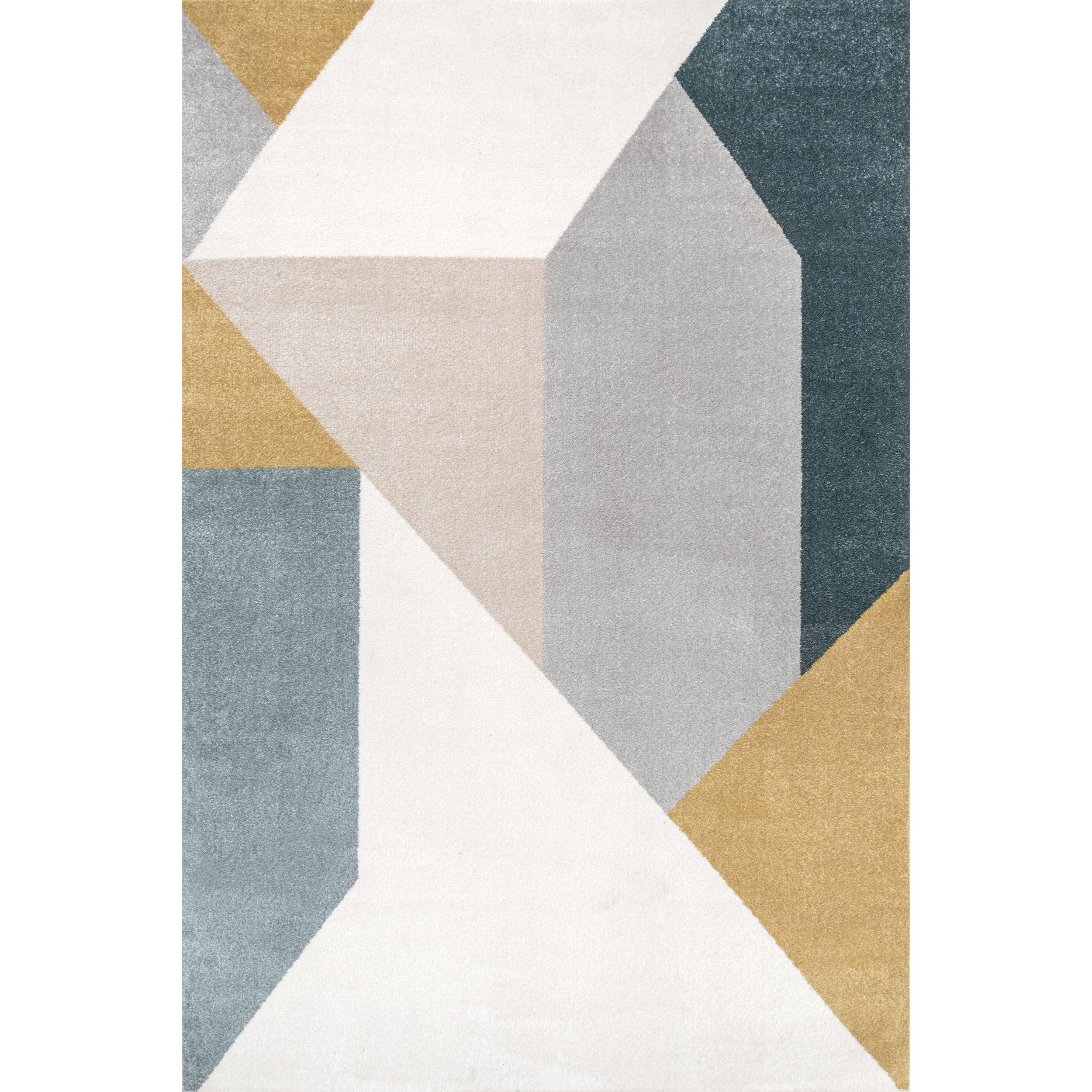 Raegan 52''x24'' Modern Abstract Gray Synthetic Area Rug