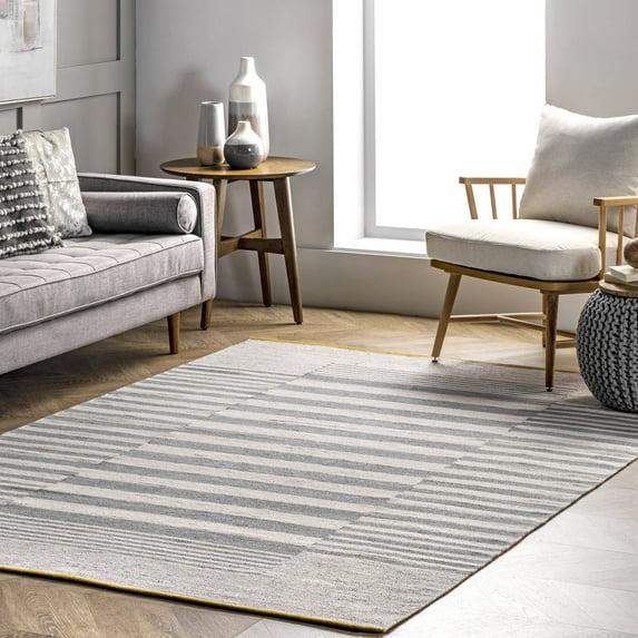 nuLOOM Primrose Hand Loomed Striped Cotton Area Rug, 6' x 9', Gray