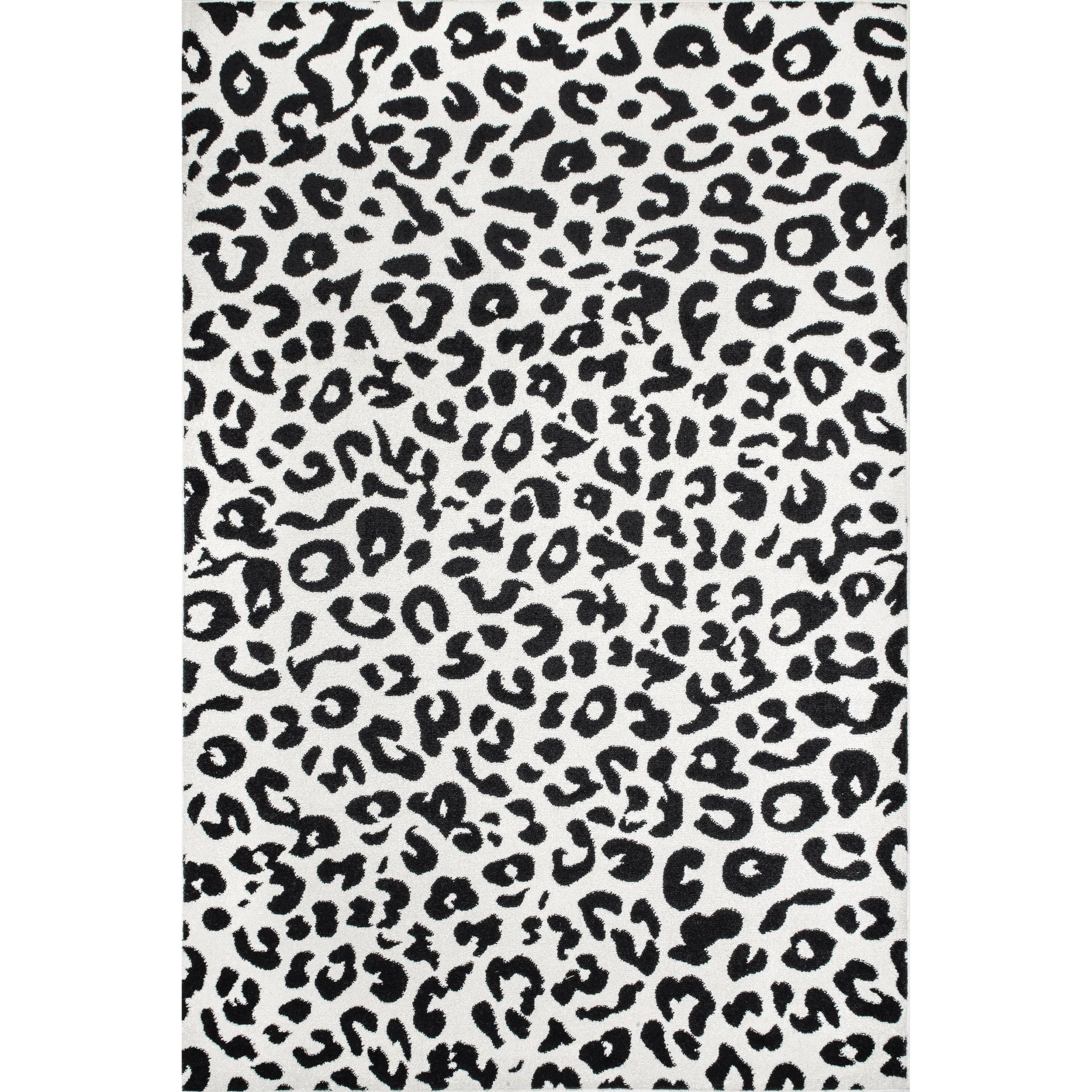 Luxurious Handmade Dark Grey Leopard Print Area Rug, 3' x 5'