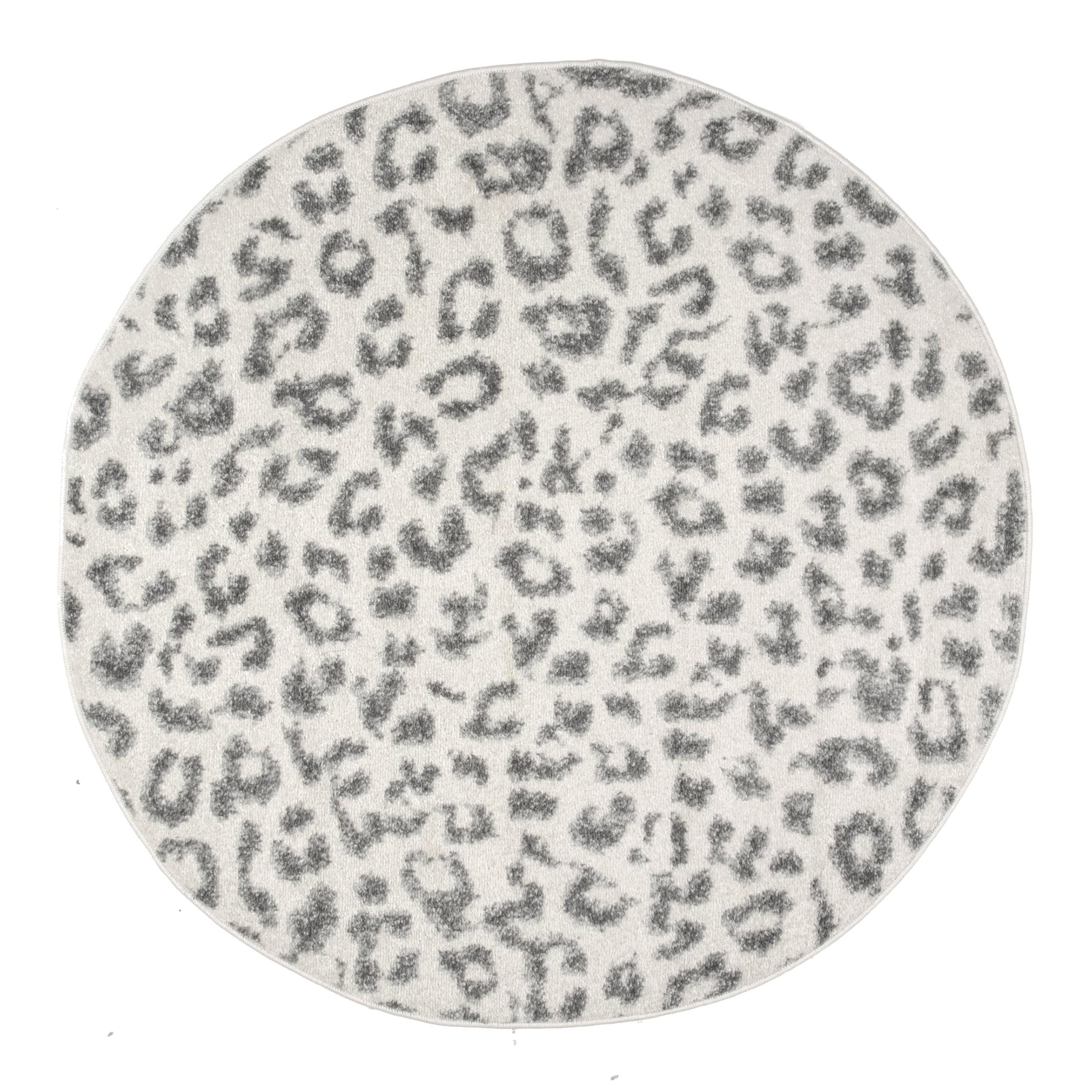 Nuloom Leopard Animal Print 4 Round Accent Indoor Area Rug for Living Room Bedroom Dining Room Entryway Kitchen, Grey/Off White