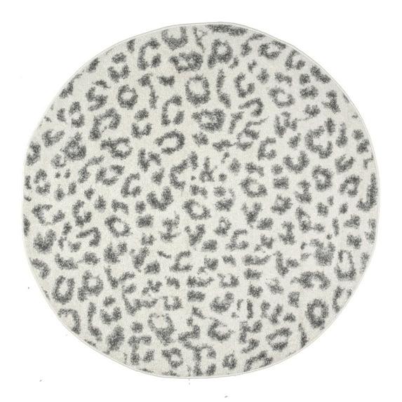 Nuloom Leopard Animal Print 4 Round Accent Indoor Area Rug for Living Room Bedroom Dining Room Entryway Kitchen, Grey/Off White