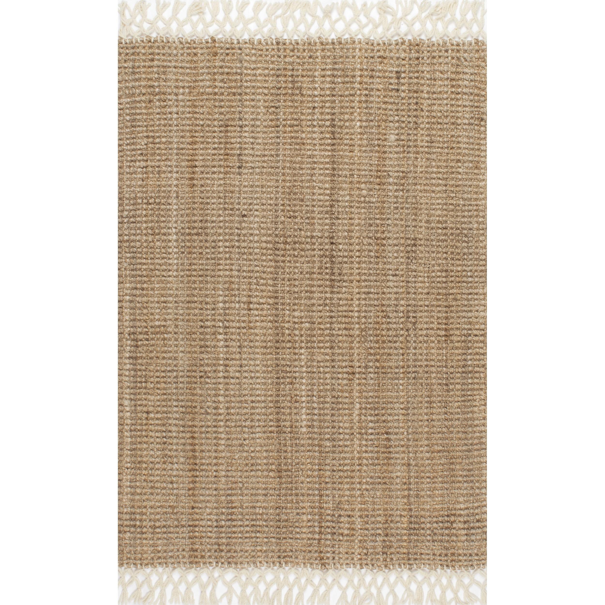 nuLOOM Raleigh Jute Tasseled Natural 8' Farmhouse Square Rug