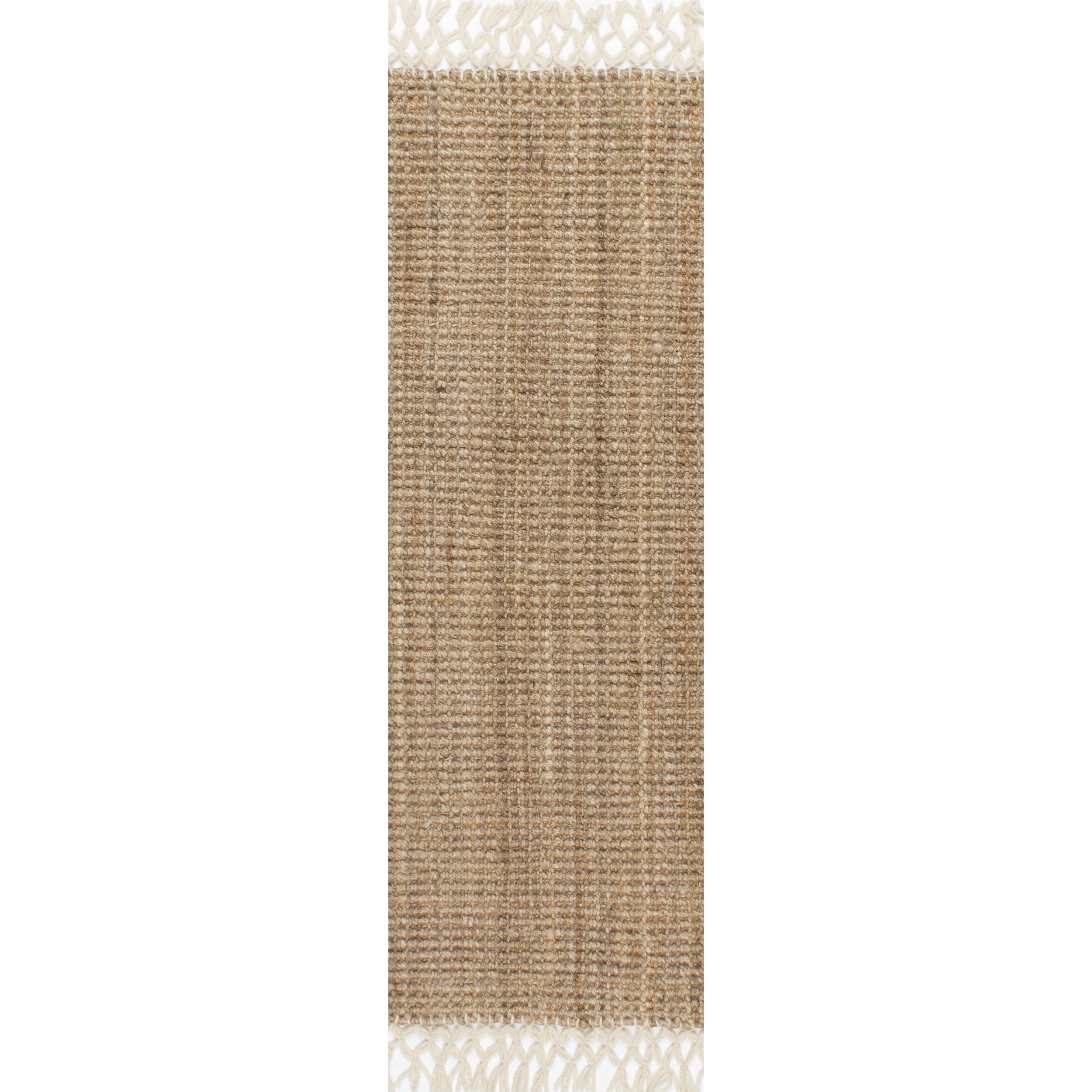 nuLOOM Raleigh Farmhouse Jute Tasseled Area Rug, Runner 2' 6" x 6', Natural