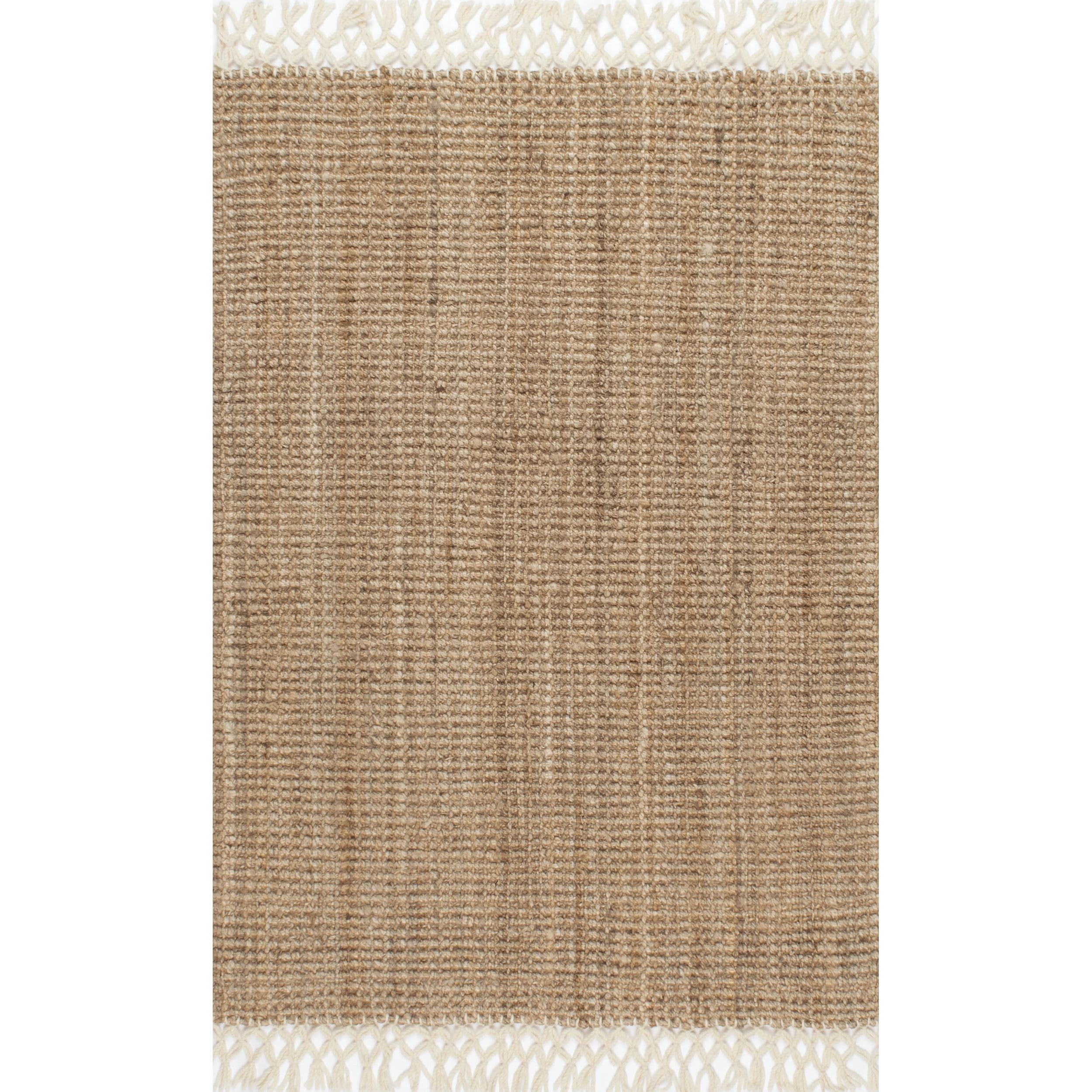Nuloom Raleigh Solid 8 Square Wool Jute Indoor Area Rug for Dining Room Rug Neutral Rug Living Room Rug Kitchen, Natural