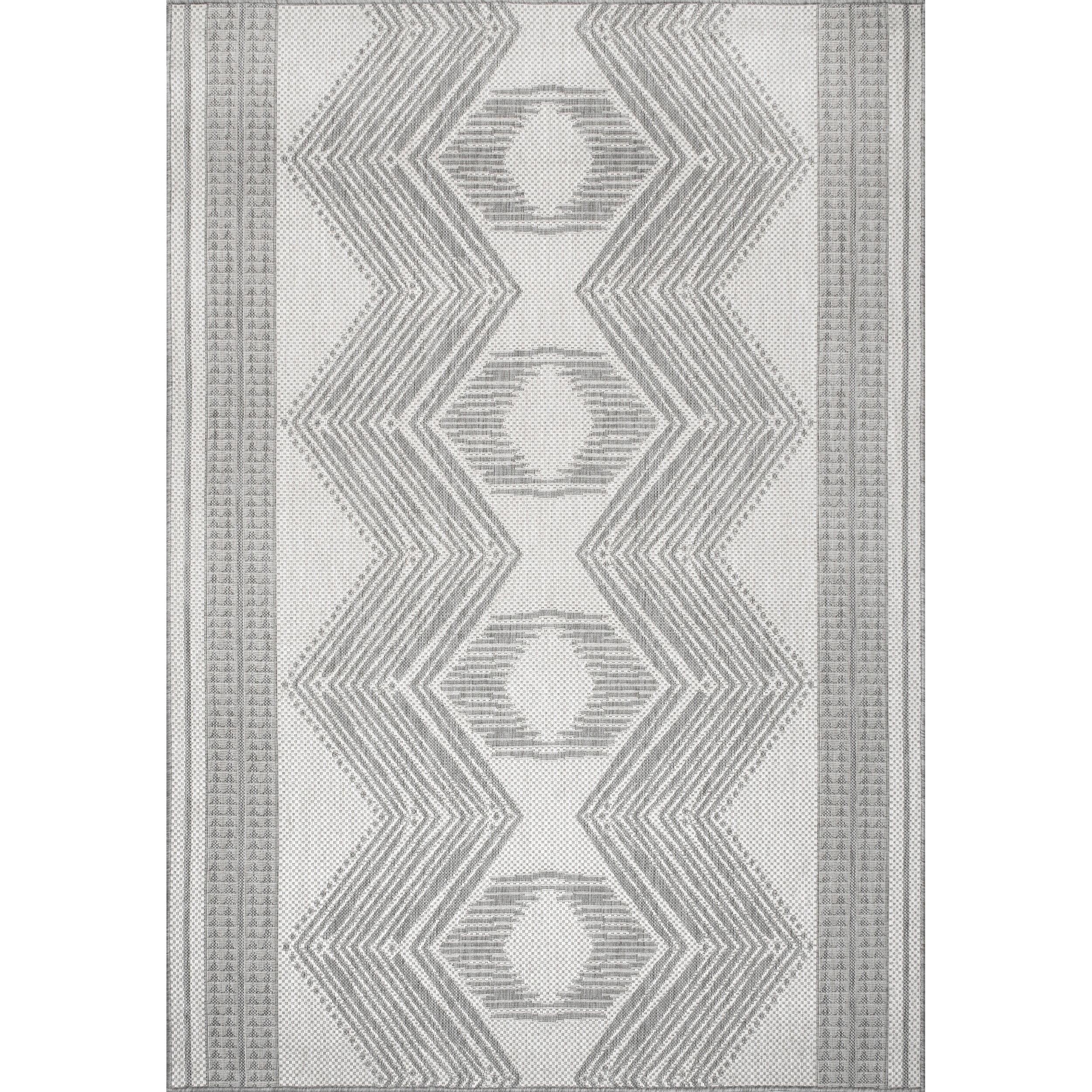 Light Grey Rectangular Easy-Care Synthetic Area Rug, 6'7" x 9'