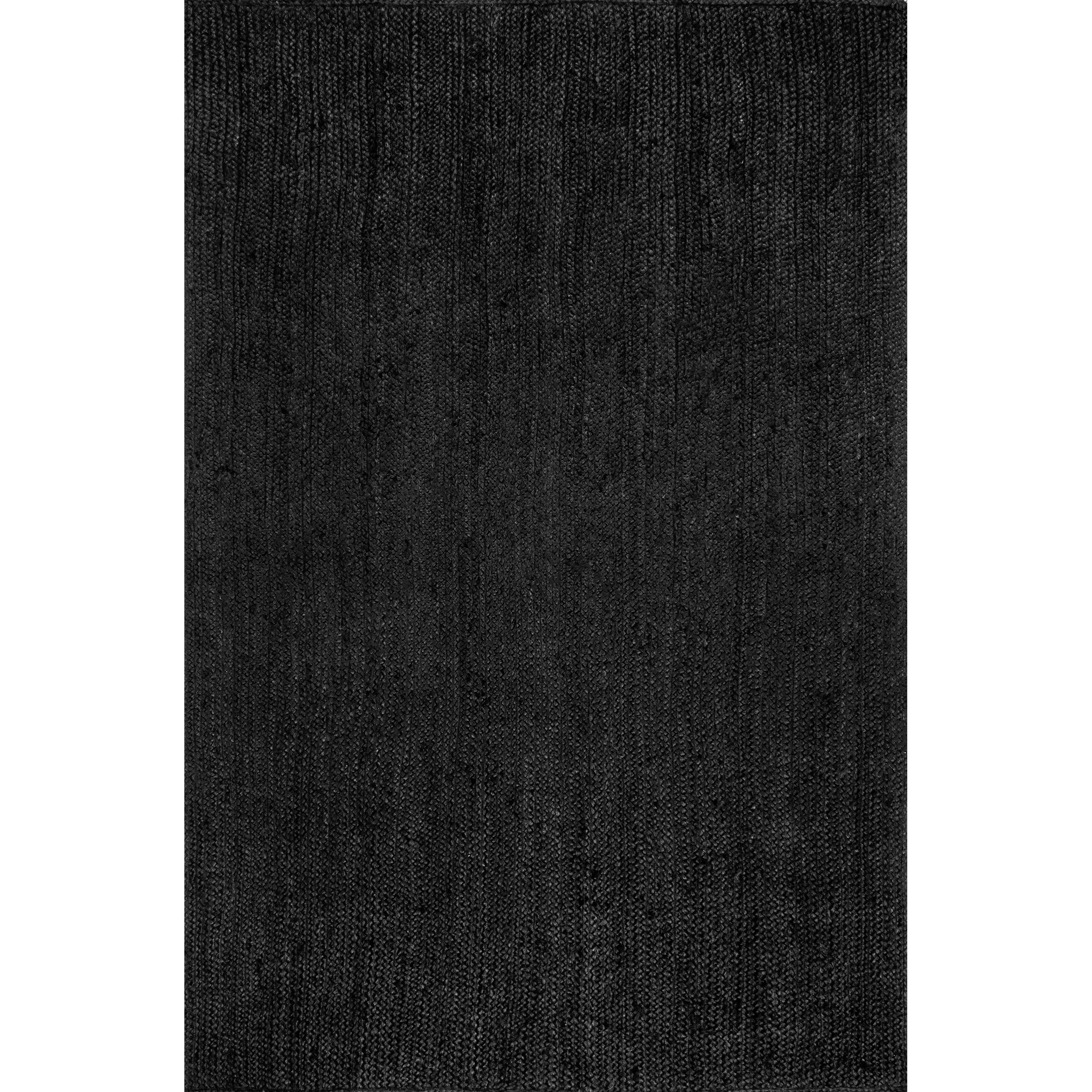 Braided Handmade Black Jute 2'x3' Area Rug - Easy Care