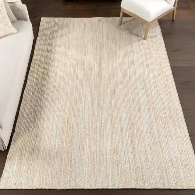 Nuloom 6x9 Rigo Jute Hand Woven Indoor Area Rug, Off White, Solid Farmhouse Design, Natural Fiber Bedroom, Living Room, Kitchen,